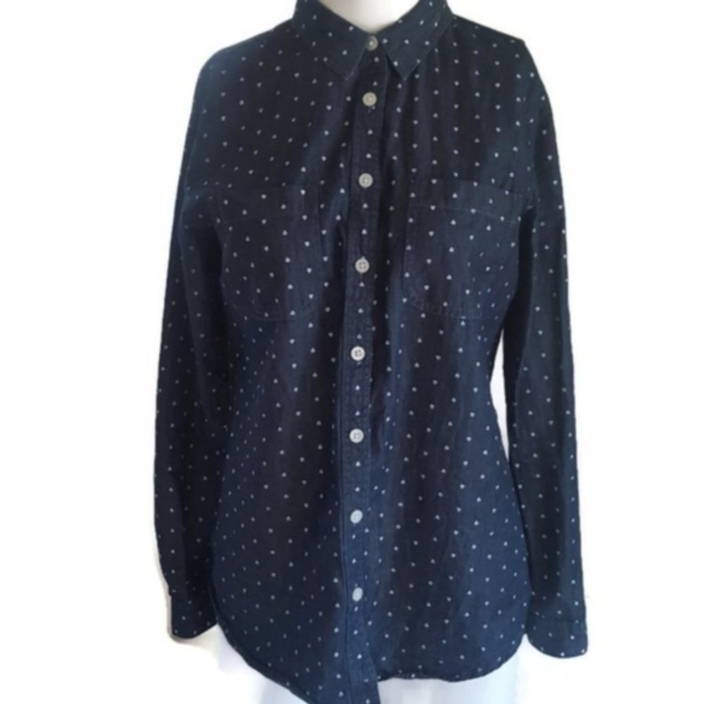LOFT Ann Taylor mini heart print shirt sz S
